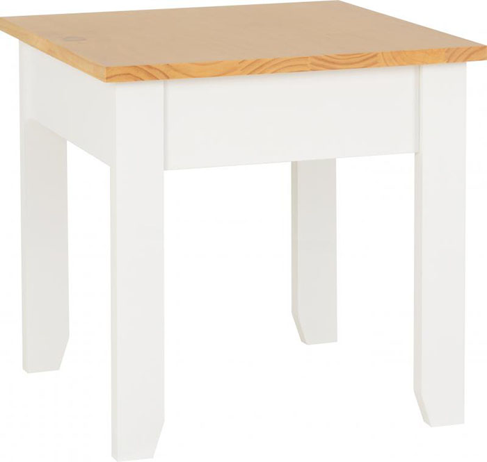 Ludlow Lamp Table in White With Oak Lacquer